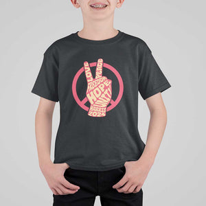 Harris 2024 T Shirt For Kid Love Peace Freedom Hope Unity Peace Sign TS11 Black Print Your Wear