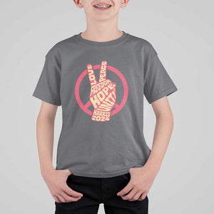 Harris 2024 T Shirt For Kid Love Peace Freedom Hope Unity Peace Sign TS11 Charcoal Print Your Wear