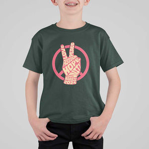 Harris 2024 T Shirt For Kid Love Peace Freedom Hope Unity Peace Sign TS11 Dark Forest Green Print Your Wear