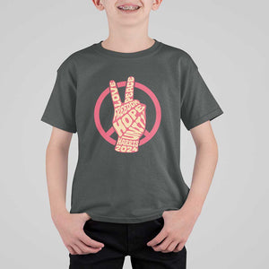 Harris 2024 T Shirt For Kid Love Peace Freedom Hope Unity Peace Sign TS11 Dark Heather Print Your Wear