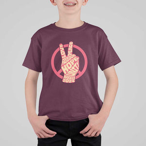 Harris 2024 T Shirt For Kid Love Peace Freedom Hope Unity Peace Sign TS11 Maroon Print Your Wear