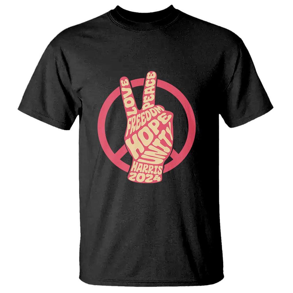 Harris 2024 T Shirt Love Peace Freedom Hope Unity Peace Sign TS11 Black Print Your Wear