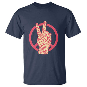 Harris 2024 T Shirt Love Peace Freedom Hope Unity Peace Sign TS11 Navy Print Your Wear