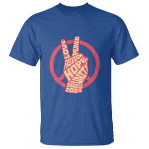 Harris 2024 T Shirt Love Peace Freedom Hope Unity Peace Sign TS11 Royal Blue Print Your Wear