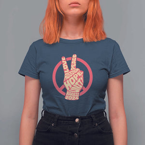 Harris 2024 T Shirt For Women Love Peace Freedom Hope Unity Peace Sign TS11 Navy Print Your Wear