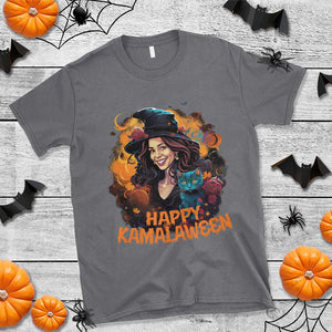 Funny Harris Supporter T Shirt Happy Kamalaween Kamala Witch Halloween Cat TS11 Charcoal Print Your Wear