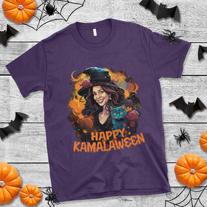 Funny Harris Supporter T Shirt Happy Kamalaween Kamala Witch Halloween Cat TS11 Purple Print Your Wear