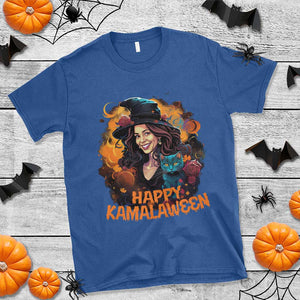 Funny Harris Supporter T Shirt Happy Kamalaween Kamala Witch Halloween Cat TS11 Royal Blue Print Your Wear