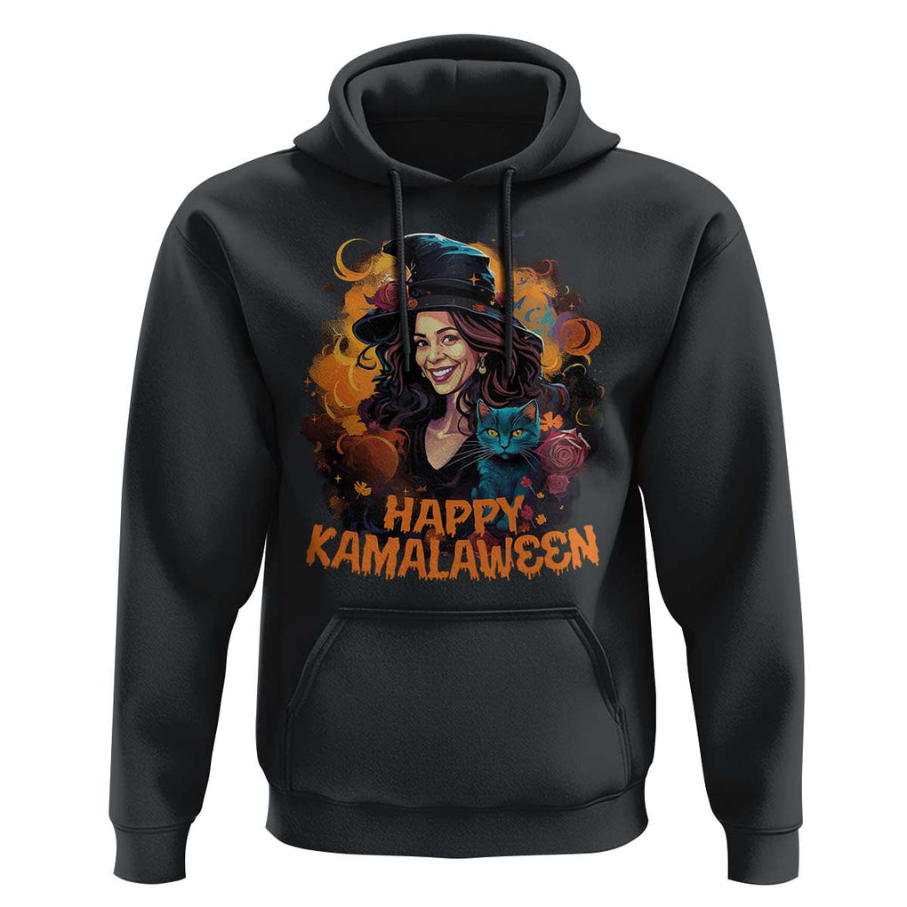 Funny Harris Supporter Hoodie Happy Kamalaween Kamala Witch Halloween Cat TS11 Black Print Your Wear