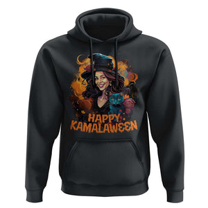 Funny Harris Supporter Hoodie Happy Kamalaween Kamala Witch Halloween Cat TS11 Black Print Your Wear