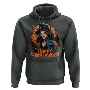 Funny Harris Supporter Hoodie Happy Kamalaween Kamala Witch Halloween Cat TS11 Dark Heather Print Your Wear