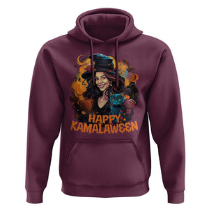 Funny Harris Supporter Hoodie Happy Kamalaween Kamala Witch Halloween Cat TS11 Maroon Print Your Wear