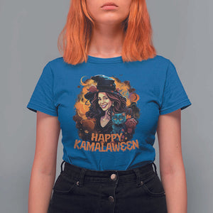 Funny Harris Supporter T Shirt For Women Happy Kamalaween Kamala Witch Halloween Cat TS11 Royal Blue Print Your Wear