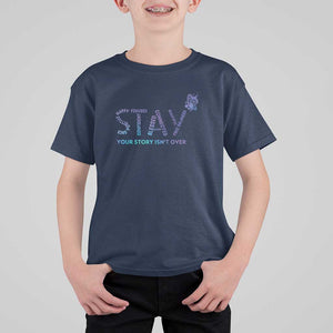 Suicide Prevention Awareness T Shirt For Kid Stay Your Story Isn't Over Butterfly Semicolon TS11 Navy Print Your Wear