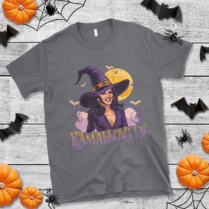 Funny Harris Supporter T Shirt Kamalloween Kamala Witch Halloween Bat Moon TS11 Charcoal Print Your Wear