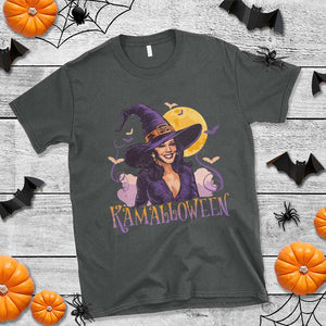 Funny Harris Supporter T Shirt Kamalloween Kamala Witch Halloween Bat Moon TS11 Dark Heather Print Your Wear