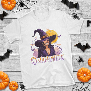 Funny Harris Supporter T Shirt Kamalloween Kamala Witch Halloween Bat Moon TS11 White Print Your Wear