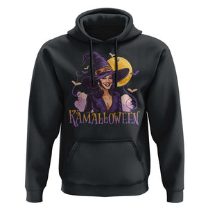 Funny Harris Supporter Hoodie Kamalloween Kamala Witch Halloween Bat Moon TS11 Black Print Your Wear