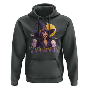 Funny Harris Supporter Hoodie Kamalloween Kamala Witch Halloween Bat Moon TS11 Dark Heather Print Your Wear