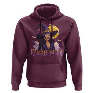 Funny Harris Supporter Hoodie Kamalloween Kamala Witch Halloween Bat Moon TS11 Maroon Print Your Wear