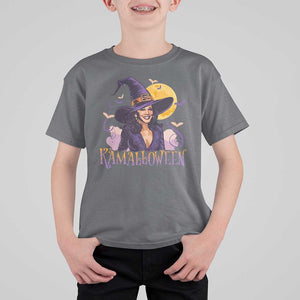 Funny Harris Supporter T Shirt For Kid Kamalloween Kamala Witch Halloween Bat Moon TS11 Charcoal Print Your Wear