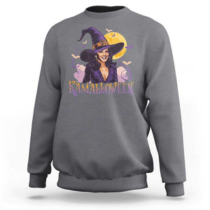 Funny Harris Supporter Sweatshirt Kamalloween Kamala Witch Halloween Bat Moon TS11 Charcoal Print Your Wear