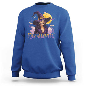 Funny Harris Supporter Sweatshirt Kamalloween Kamala Witch Halloween Bat Moon TS11 Royal Blue Print Your Wear