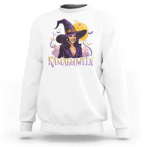 Funny Harris Supporter Sweatshirt Kamalloween Kamala Witch Halloween Bat Moon TS11 White Print Your Wear