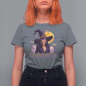 Funny Harris Supporter T Shirt For Women Kamalloween Kamala Witch Halloween Bat Moon TS11 Charcoal Print Your Wear