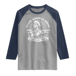 Cherokee Tribe Raglan Shirt Native American Indian Pride Respect Axe TS11 Sport Gray Navy Print Your Wear