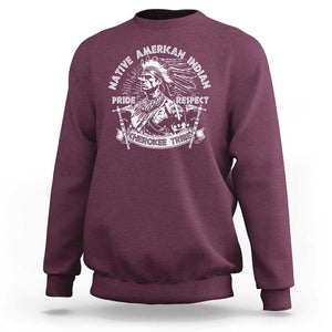 Cherokee Tribe Sweatshirt Native American Indian Pride Respect Axe TS11 Maroon Print Your Wear