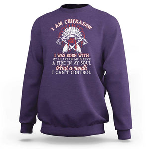 Chickasaw Indians Sweatshirt I Am Chickasaw I Was Born With My Heart On My Sleeve War Bonnet TS11 Purple Print Your Wear