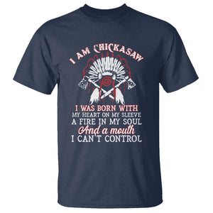 Chickasaw Indians T Shirt I Am Chickasaw I Was Born With My Heart On My Sleeve War Bonnet TS11 Navy Print Your Wear