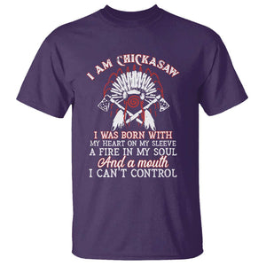 Chickasaw Indians T Shirt I Am Chickasaw I Was Born With My Heart On My Sleeve War Bonnet TS11 Purple Print Your Wear