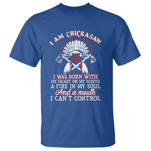 Chickasaw Indians T Shirt I Am Chickasaw I Was Born With My Heart On My Sleeve War Bonnet TS11 Royal Blue Print Your Wear