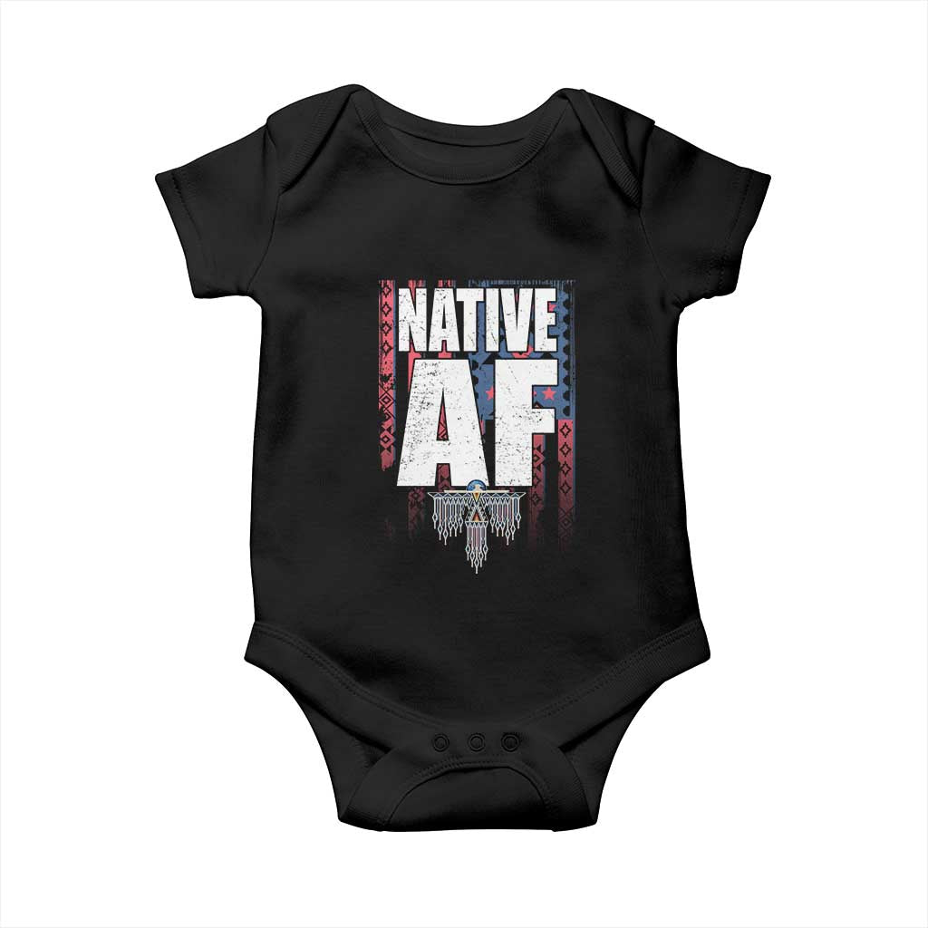 Native American Indian Baby Onesie Native AF Indigenous Vintage Thunderbird TS11 Black Print Your Wear