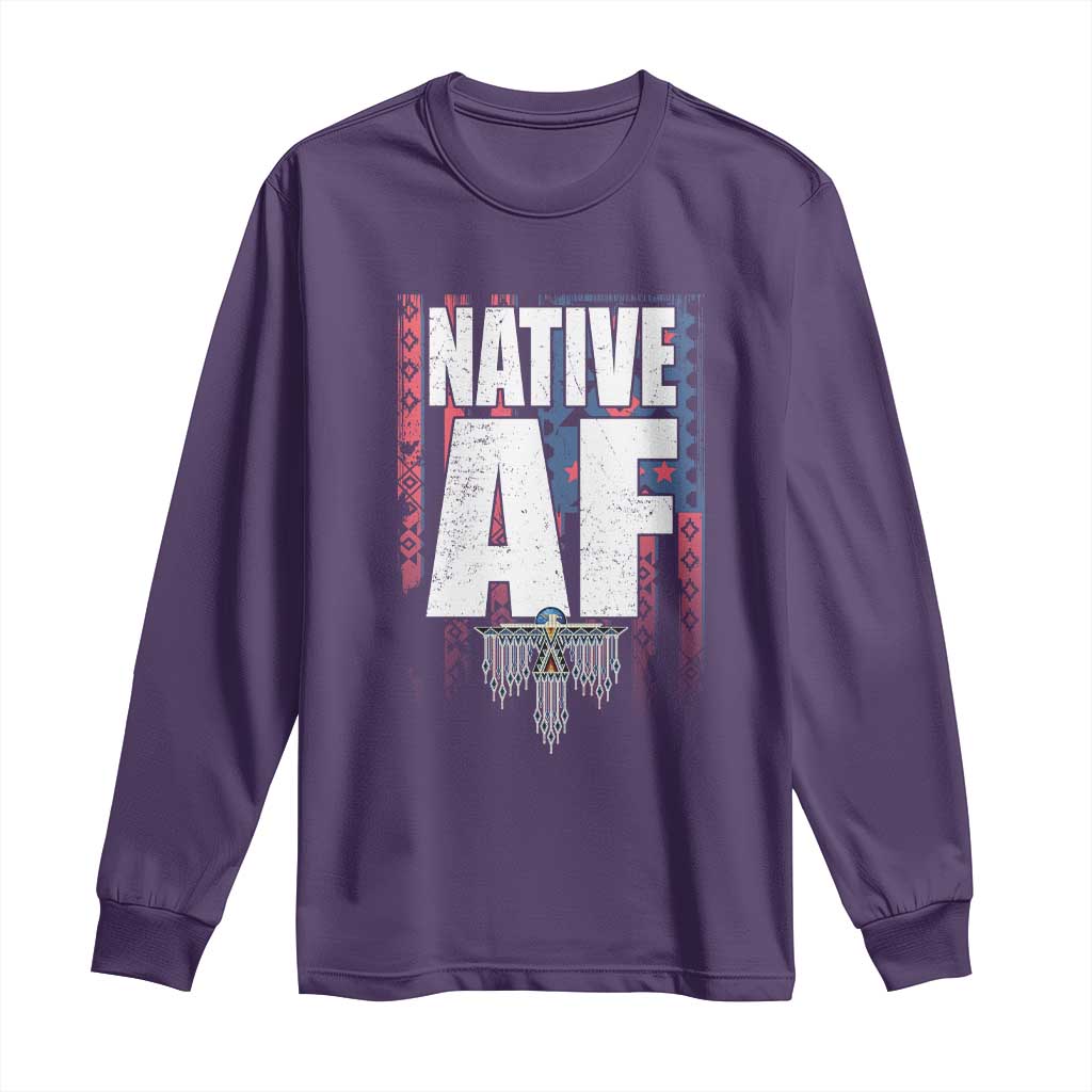 Native American Indian Long Sleeve Shirt Native AF Indigenous Vintage Thunderbird TS11 Purple Print Your Wear