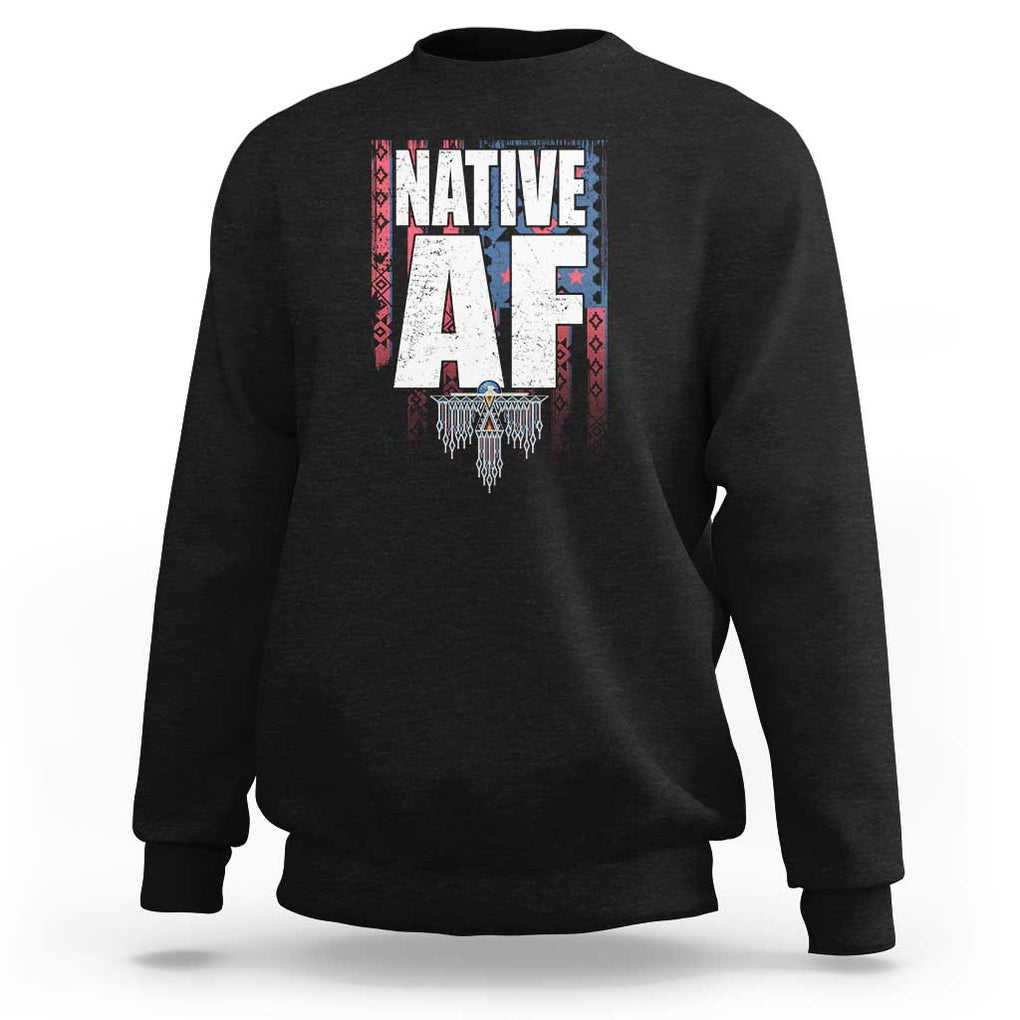 Native American Indian Sweatshirt Native AF Indigenous Vintage Thunderbird TS11 Black Print Your Wear