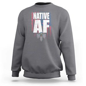 Native American Indian Sweatshirt Native AF Indigenous Vintage Thunderbird TS11 Charcoal Print Your Wear