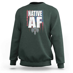 Native American Indian Sweatshirt Native AF Indigenous Vintage Thunderbird TS11 Dark Forest Green Print Your Wear