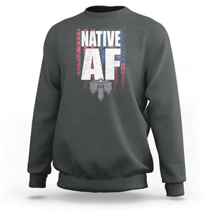 Native American Indian Sweatshirt Native AF Indigenous Vintage Thunderbird TS11 Dark Heather Print Your Wear