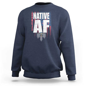 Native American Indian Sweatshirt Native AF Indigenous Vintage Thunderbird TS11 Navy Print Your Wear