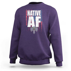 Native American Indian Sweatshirt Native AF Indigenous Vintage Thunderbird TS11 Purple Print Your Wear