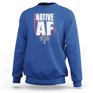 Native American Indian Sweatshirt Native AF Indigenous Vintage Thunderbird TS11 Royal Blue Print Your Wear