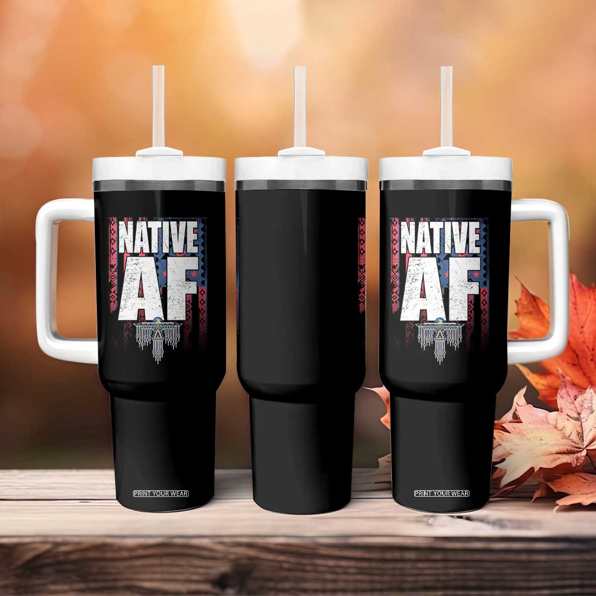 Native American Indian Tumbler With Handle Native AF Indigenous Vintage Thunderbird TS11 Print Your Wear