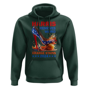 Kamala Supporter Hoodie Harris Removes Weird Orange Stains 2024 High Heels American Flag TS11 Dark Forest Green Print Your Wear