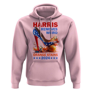 Kamala Supporter Hoodie Harris Removes Weird Orange Stains 2024 High Heels American Flag TS11 Light Pink Print Your Wear