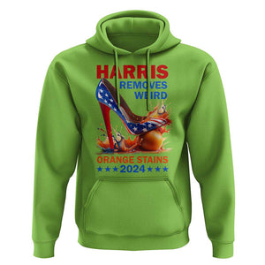 Kamala Supporter Hoodie Harris Removes Weird Orange Stains 2024 High Heels American Flag TS11 Lime Print Your Wear