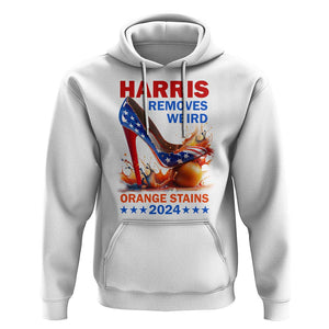 Kamala Supporter Hoodie Harris Removes Weird Orange Stains 2024 High Heels American Flag TS11 White Print Your Wear