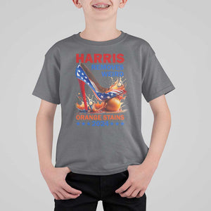 Kamala Supporter T Shirt For Kid Harris Removes Weird Orange Stains 2024 High Heels American Flag TS11 Charcoal Print Your Wear